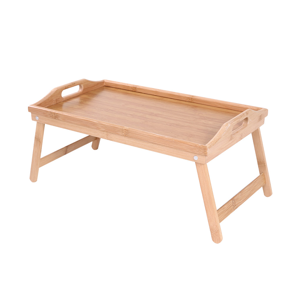 KKTONER Bamboo Bed Tray Table with Folding Legs Foldable Laptop Stand Breakfast Tray Natural