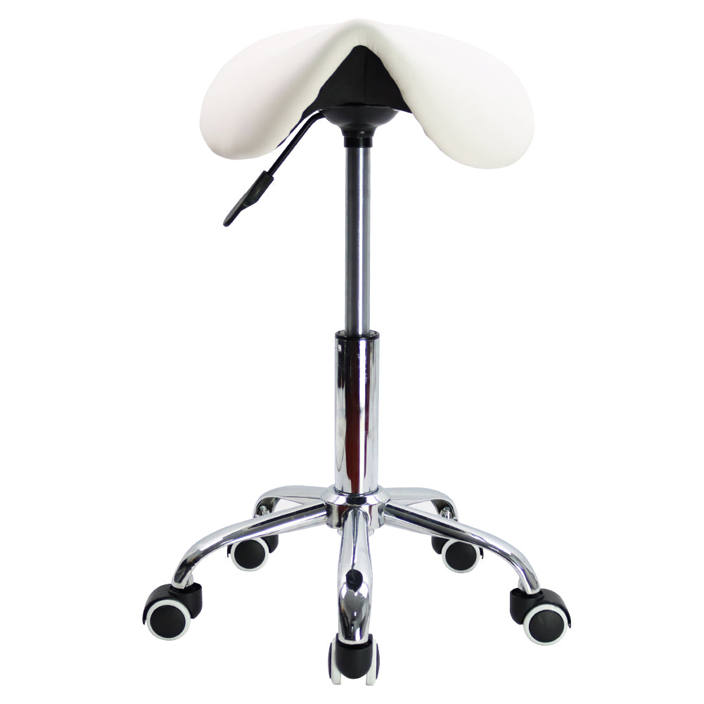 KKTONER Rolling Swivel Saddle Stool Height Adjustable Swivel Chair with Wheels White