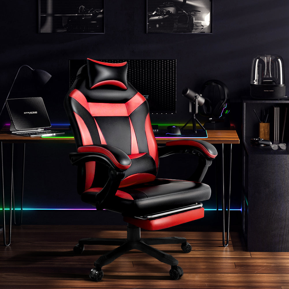 KKTONER Ergonomic Gaming Chair for E-Sport Racing Executive Office Chair Swivel Height Adjustable with Armrest (Red)