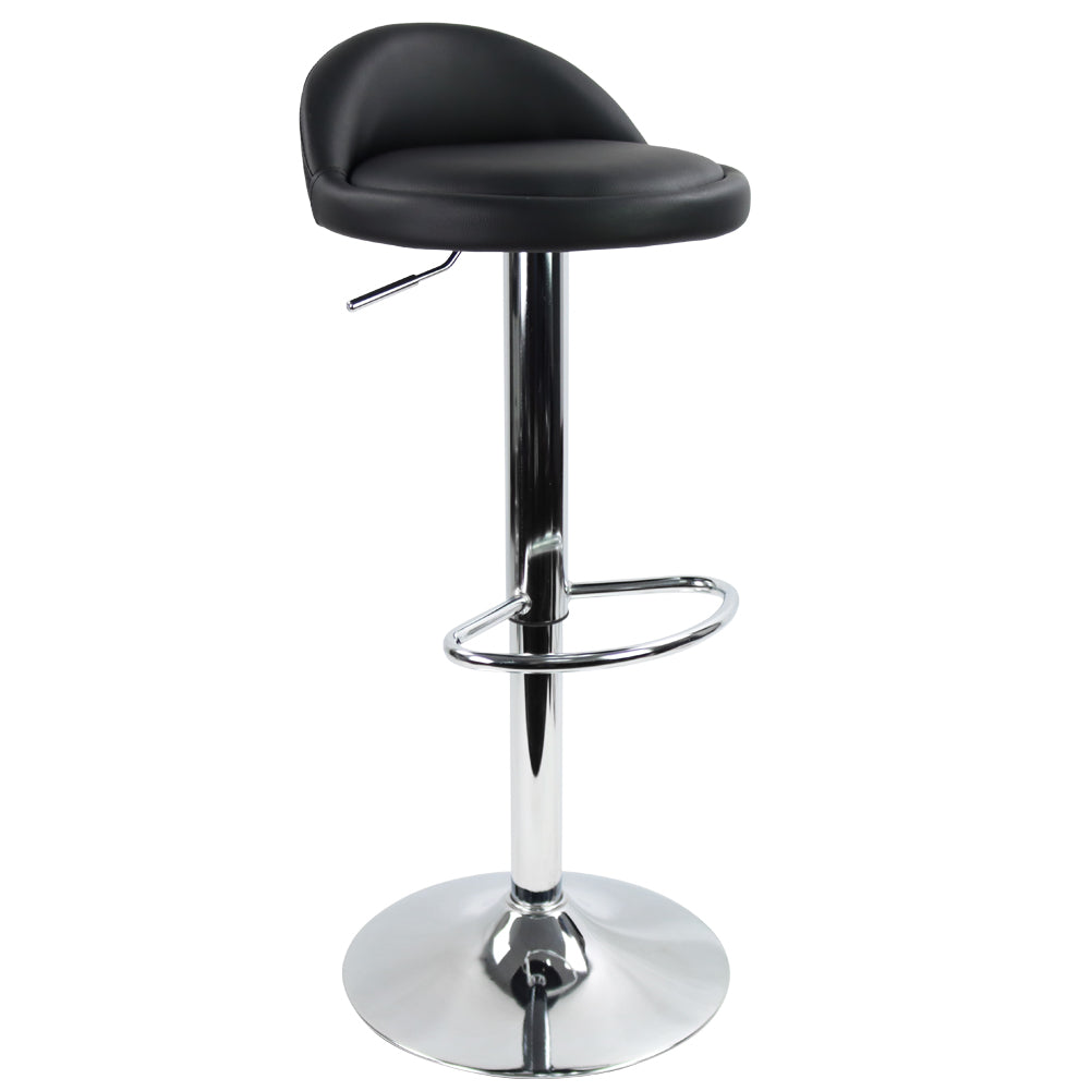 KKTONER Low Back Bar stool PU Leather Height Adjustable 360 Swivel Kitchen Stool with Footrest Black