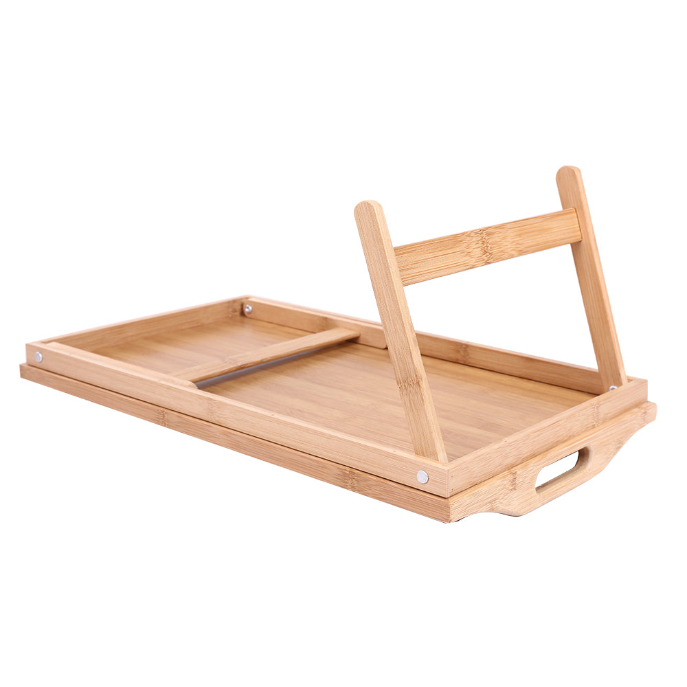 KKTONER Bamboo Bed Tray Table with Folding Legs Foldable Laptop Stand Breakfast Tray Natural