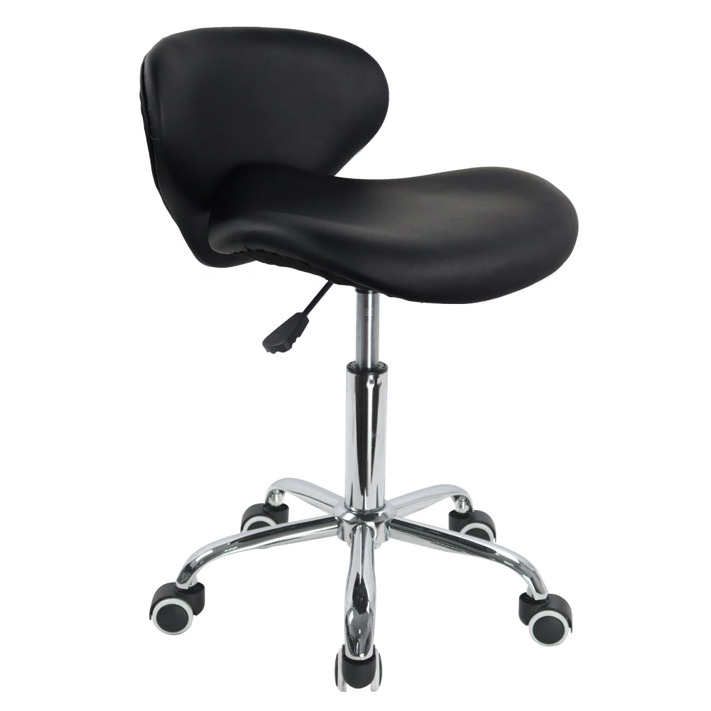 KKTONER PU Leather Low Back Modern Shell Shape Seat Drafting Chair with Wheels (Black)
