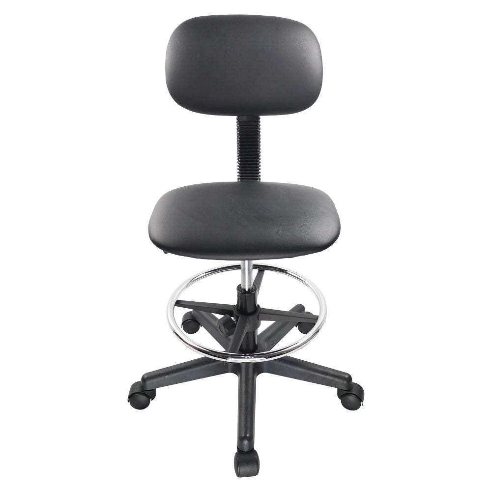 KKTONER PU Leather Mid Back Height Adjustable Swivel Task Chair Without Arms Computer Desk Office Chair Black