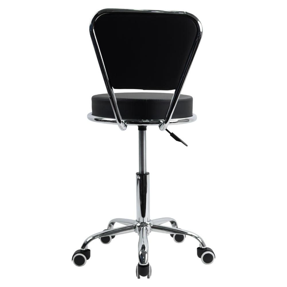 KKTONER PU Leather Swivel Rolling Stool Height Adjustable Modern Cushion Office Chair with Back (Black)