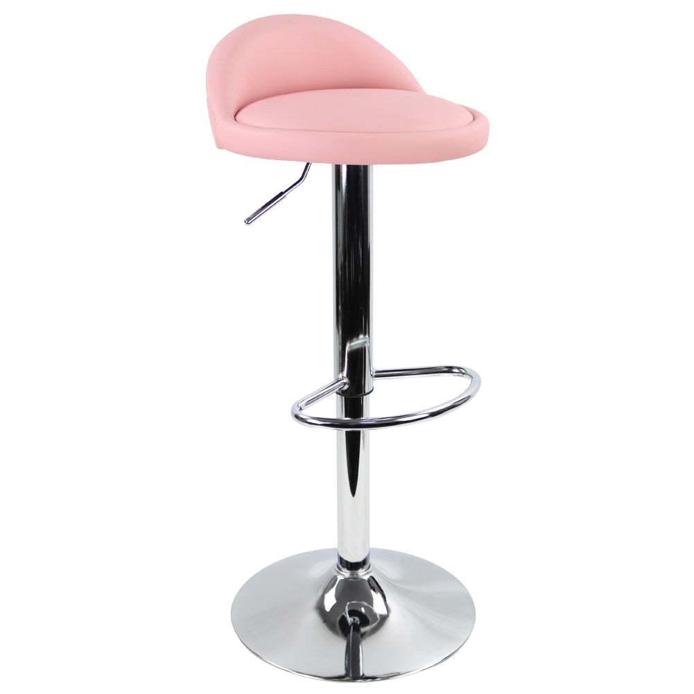 KKTONER Low Back Bar stool PU Leather Height Adjustable 360 Swivel Kitchen Stool with Footrest PINK