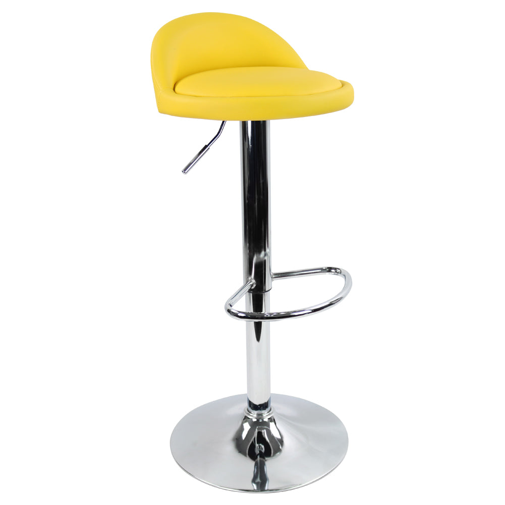 KKTONER Low Back Bar stool PU Leather Height Adjustable 360 Swivel Kitchen Stool with Footrest Yellow