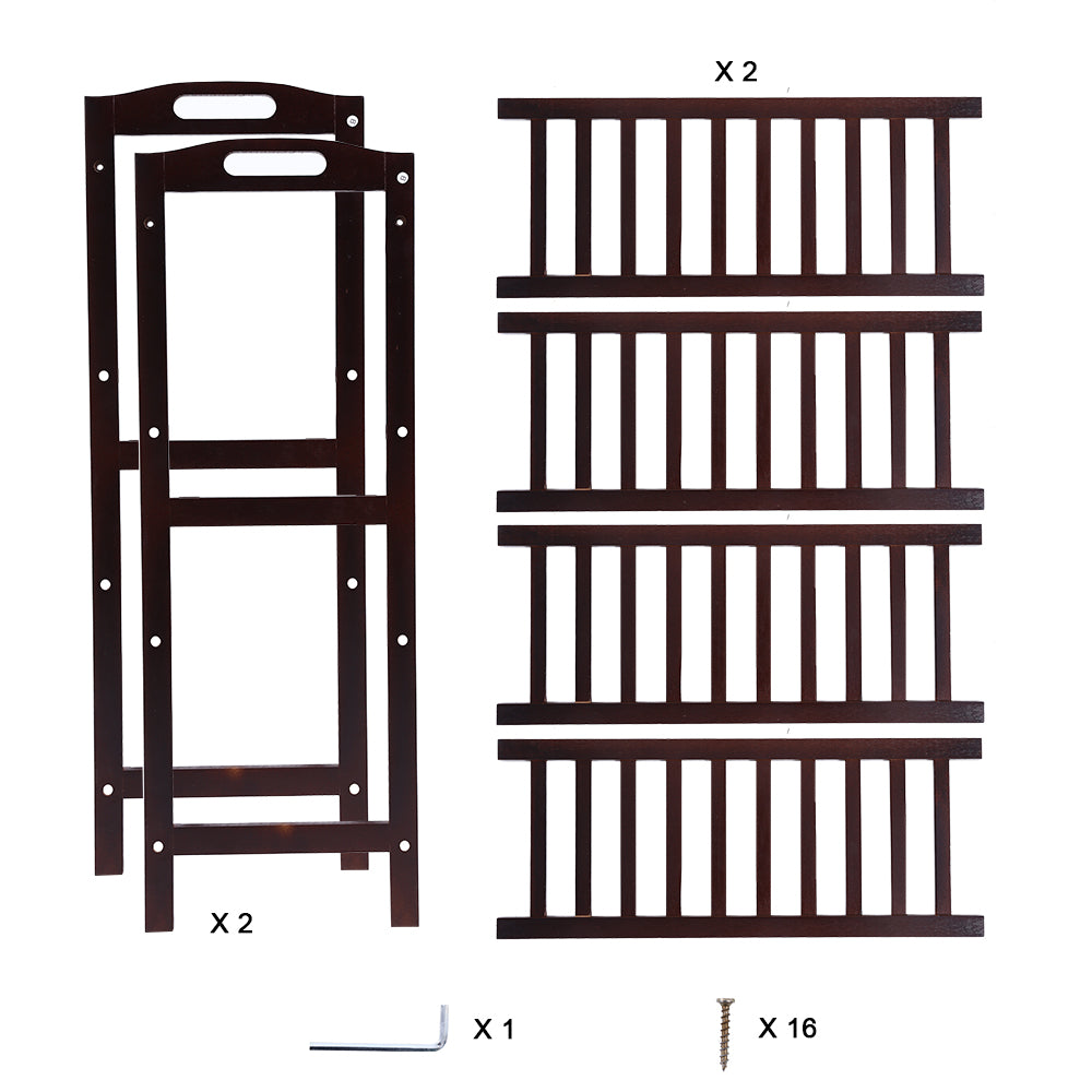 KKTONER Bamboo Shoe Rack 4 Tier Entryway Shoe Shelf Bathroom Storage Balcony Organizer shelf (Dark Brown)