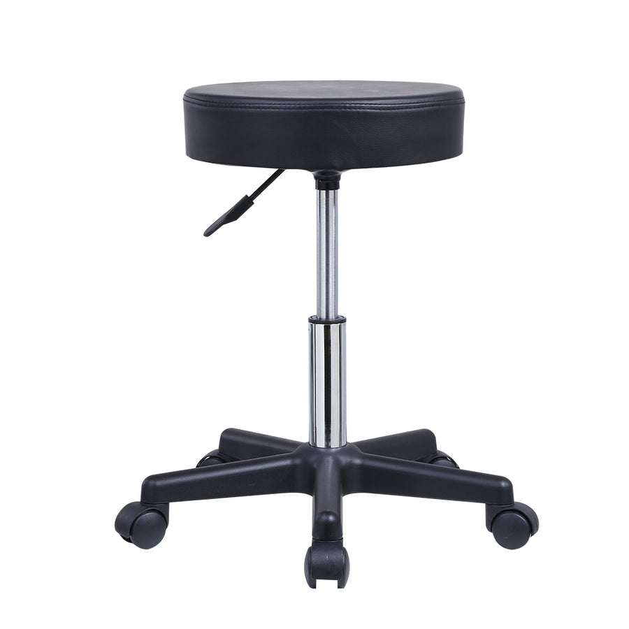 KKTONER Round Rolling Stool PU Leather Height Adjustable Swivel Work S