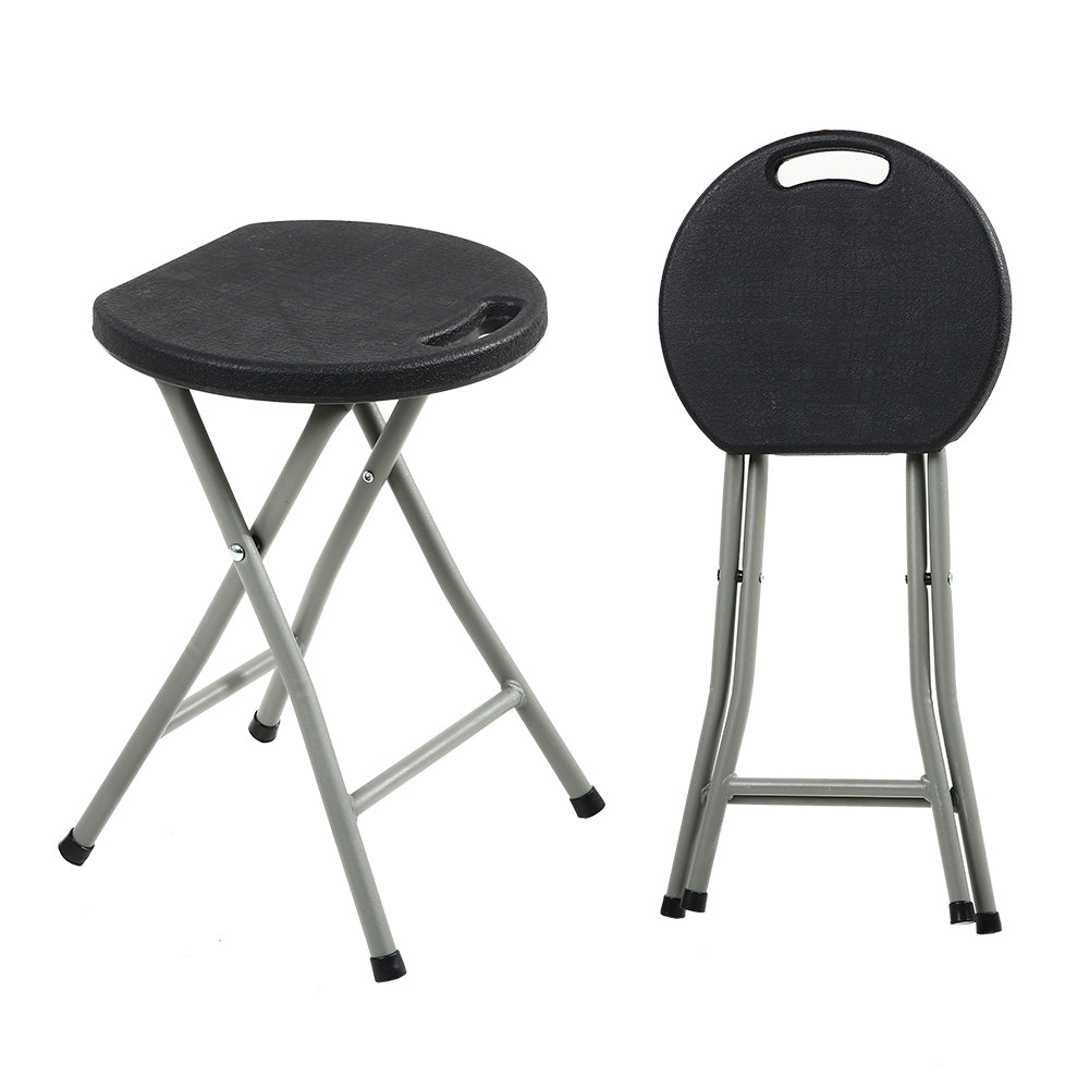 KKTONER Portable Steel and Plastic Folding Stool Light Weight Outside Chair Set of 2 Black