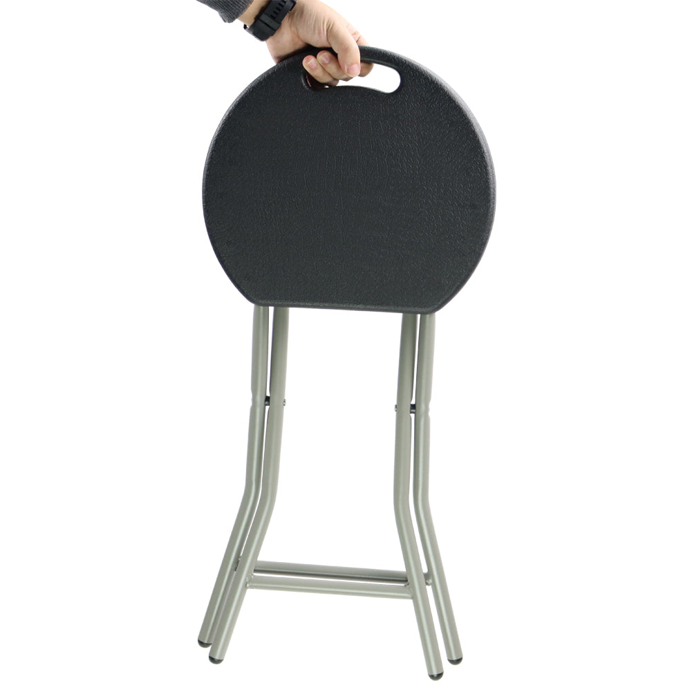 KKTONER Taburete plegable portátil de acero y plástico, silla exterior liviana, juego de 2, color negro