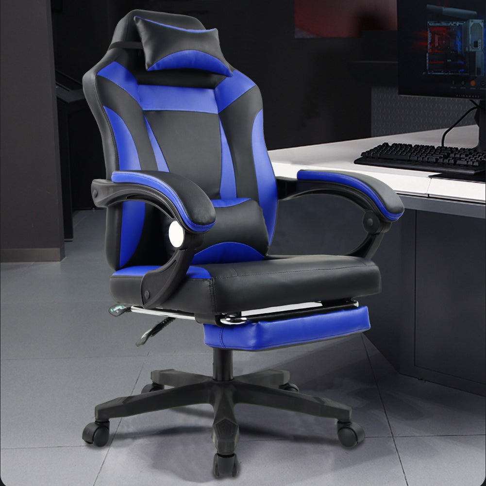 KKTONER Ergonomic Gaming Chair Executive Office Chair for E-Sport Racing Swivel Height Adjustable with Armrest (Blue)