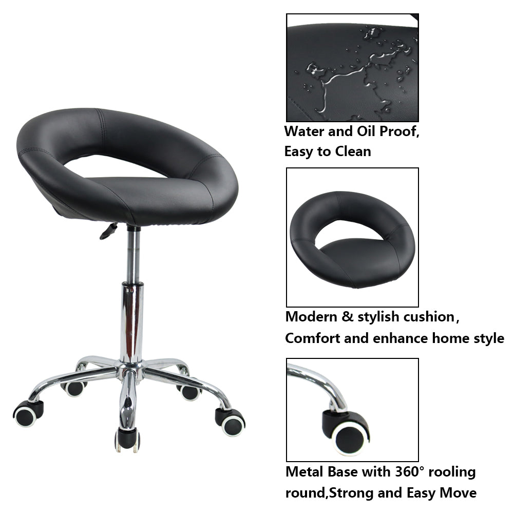KKTONER Low Back Swivel Height Adjustable Modern Semi-Circular Seat Office Chair with Wheels (Black)