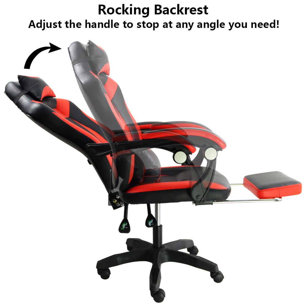 KKTONER Ergonomischer Gaming-Stuhl für E-Sport Racing, Chefsessel, Bürostuhl, drehbar, höhenverstellbar, mit Armlehne (rot) 