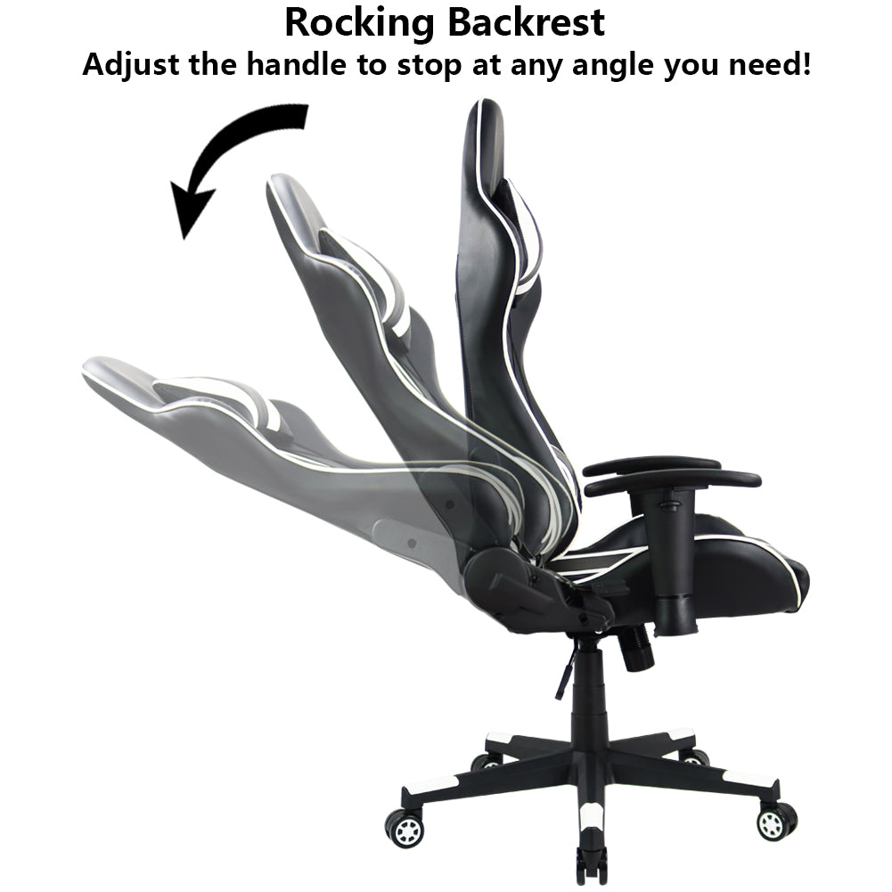 KKTONER Ergonomic Gaming Chair for E-Sport Racing Computer Swivel Height Adjustable Gamer Chair (White)