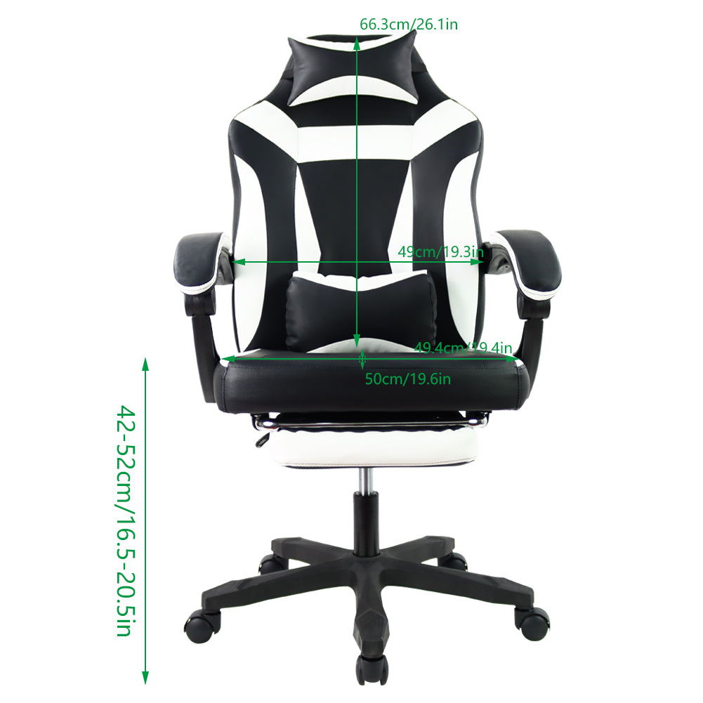 KKTONER Ergonomic Gaming Chair Executive Office Chair for E-Sport Racing Swivel Height Adjustable with Armrest (White)