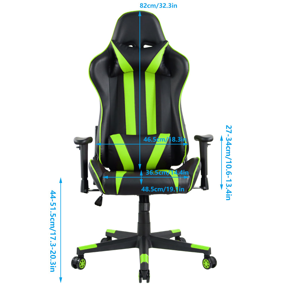 KKTONER Ergonomischer Gaming-Stuhl für E-Sport-Renncomputer, drehbar, höhenverstellbar, Gamer-Stuhl (grün)