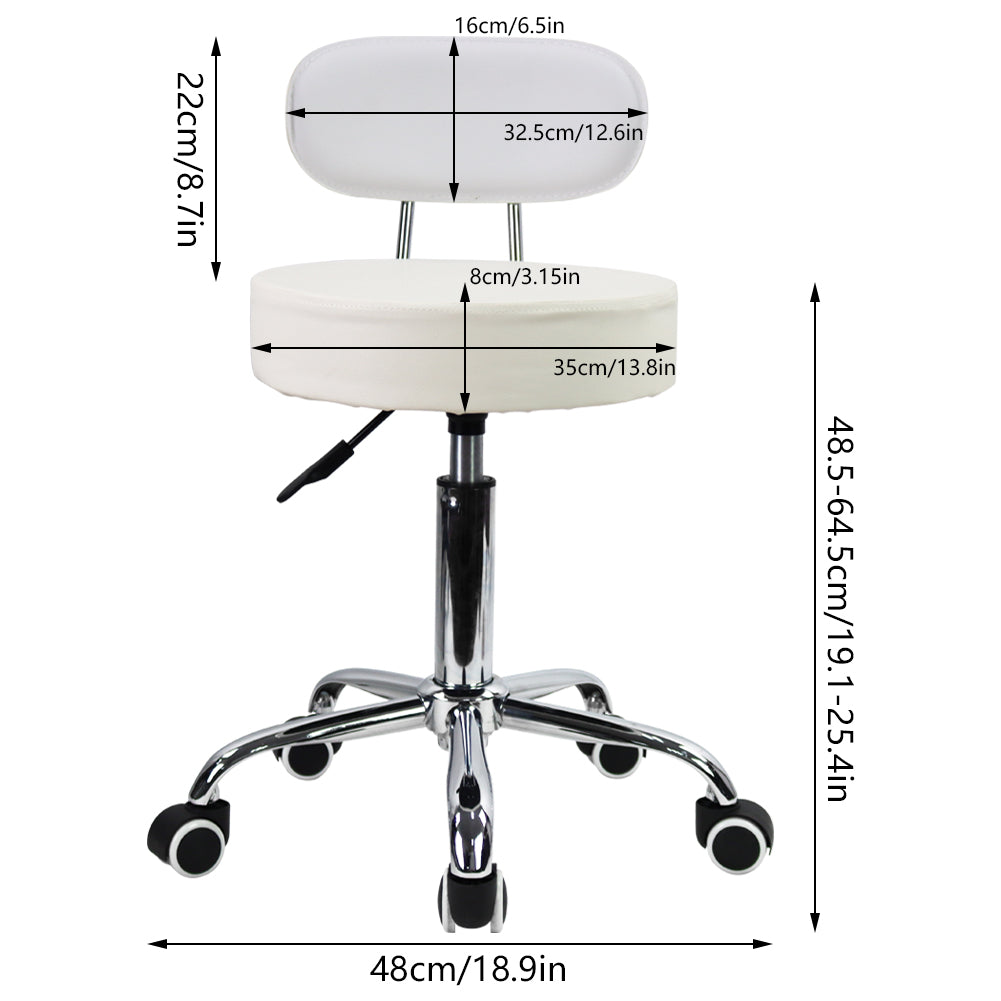 KKTONER PU Leather Counter Desk Chair Height Adjustable Swivel Stool Rolling Chair with Mid Back White