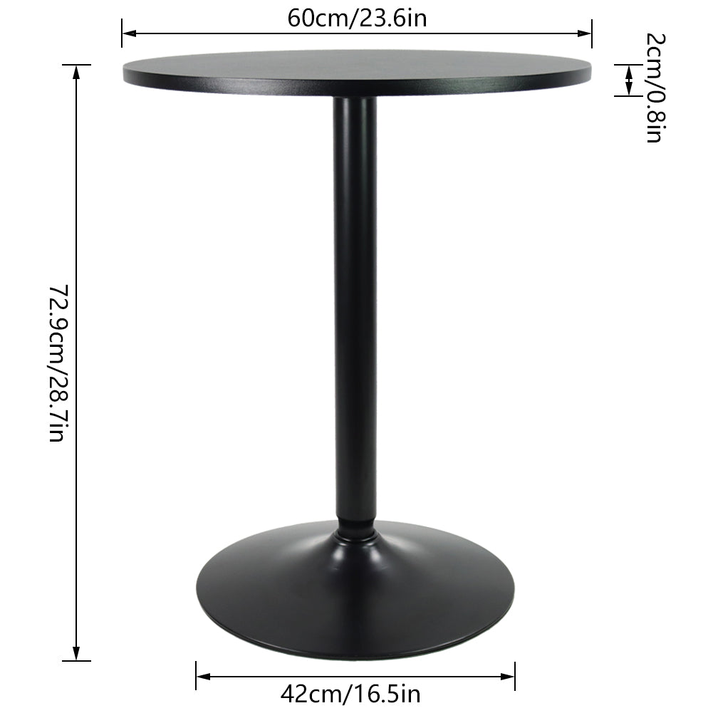 KKTONER Round Bar Table 23.6'' Top Coffee Table for Cocktail Bar Pub Dining Bistro (28.7''H, Black)