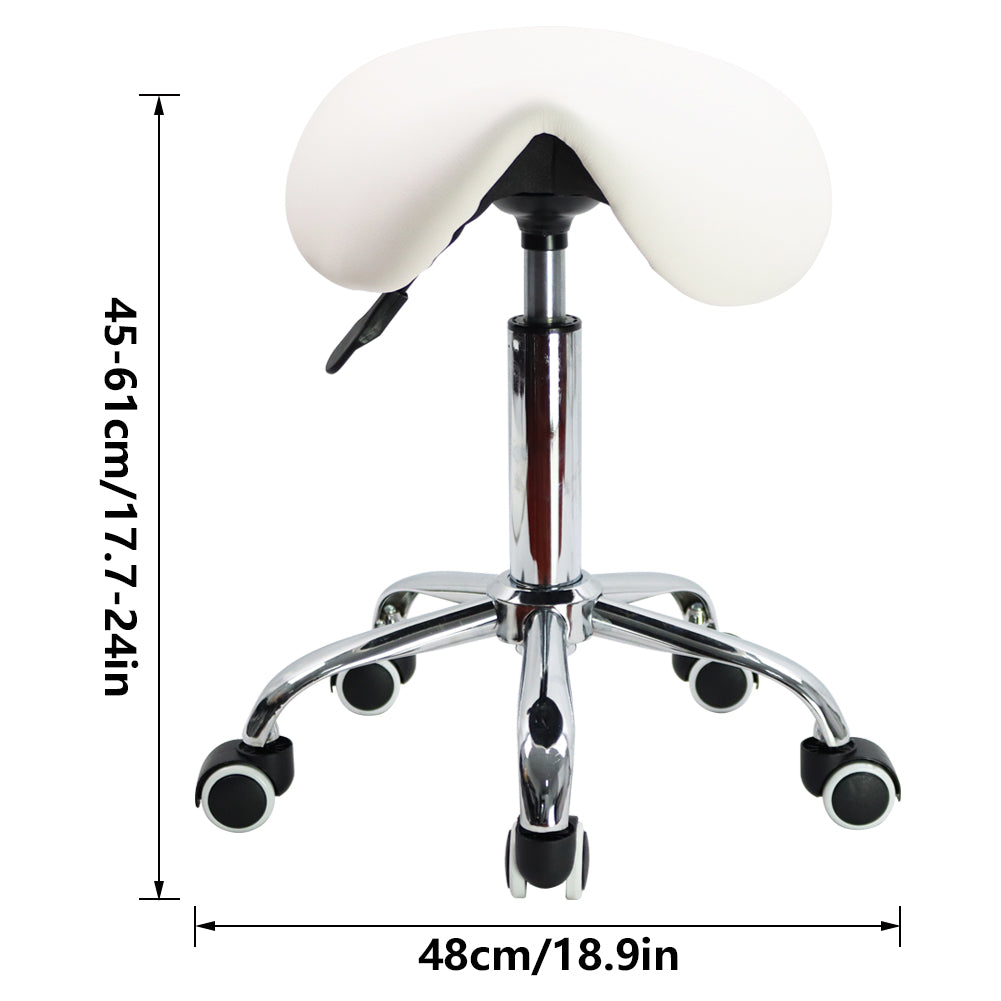 KKTONER Rolling Swivel Saddle Stool Height Adjustable Swivel Chair with Wheels White