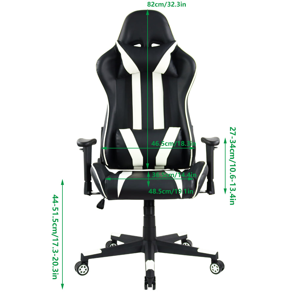 KKTONER Ergonomic Gaming Chair for E-Sport Racing Computer Swivel Height Adjustable Gamer Chair (White)