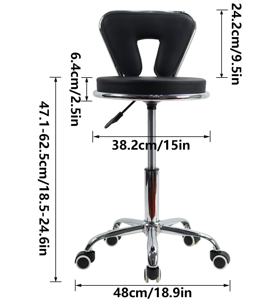 KKTONER Modern Desk Chair with Mid Back PU Leather Rolling Stool Height Adjustable Swivel Office Chair with Wheels (Black)