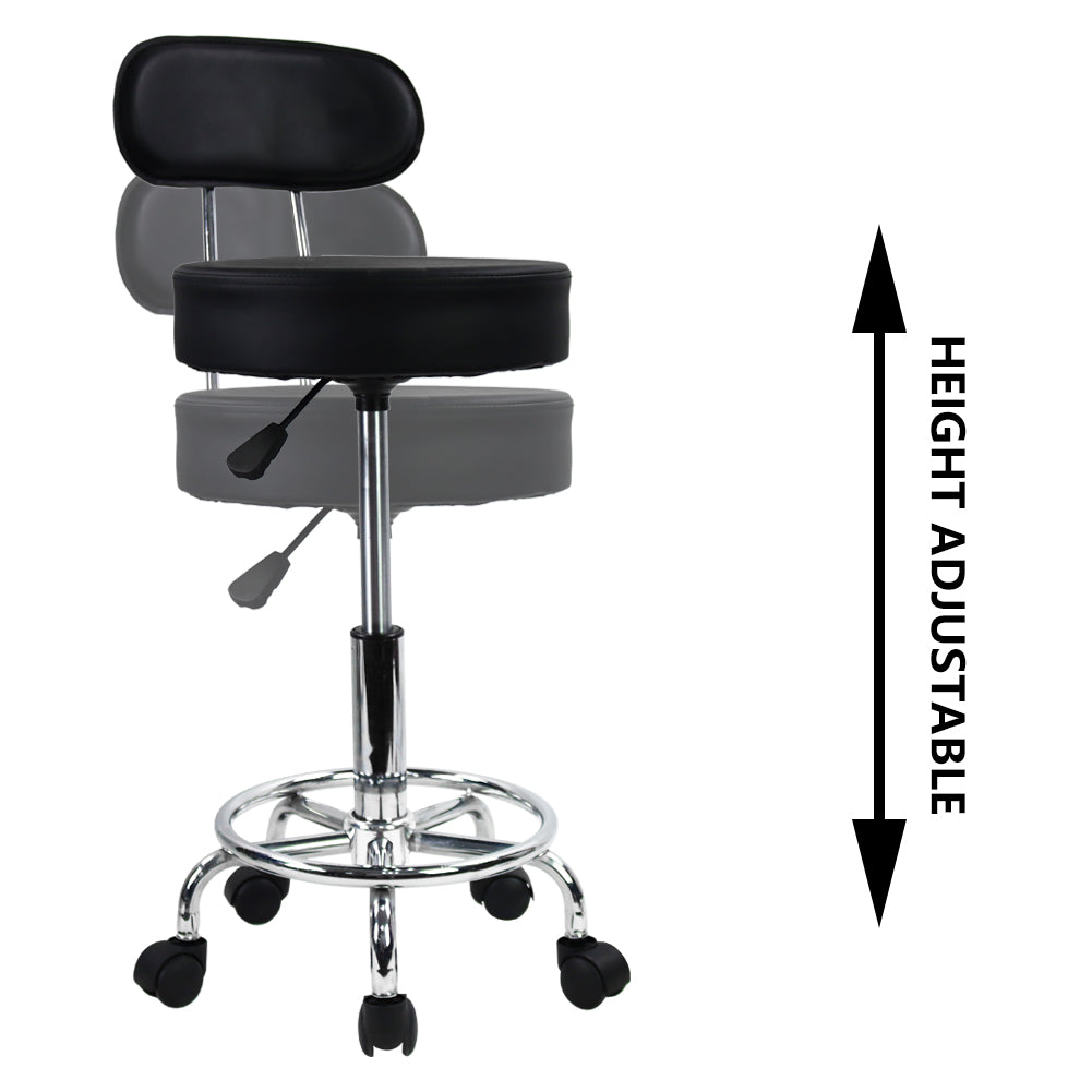 KKTONER Mid Back Desk Chair PU Leather Height Adjustable Swivel Stool Rolling Chair with Footrest Black